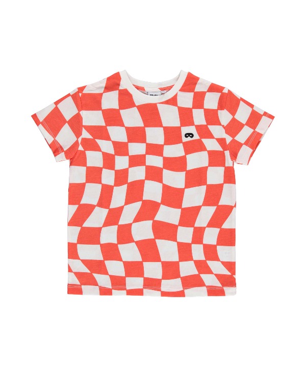 [보러브스] 레드 오렌지 체크 티셔츠 BL017